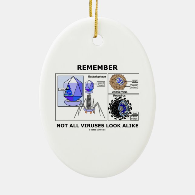 Remember Not All Viruses Look Alike Virology Ceramic Tree Decoration (Back)