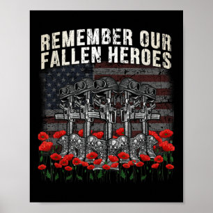 Remember Our Fallen Heroes Red Poppy Soldier Memor Poster