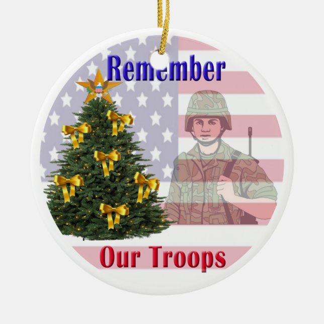 Remember Our Troops Holiday Ornament (Front)