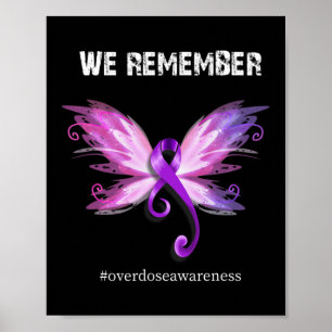 Remember Overdose Awareness Day Purple Ribbon  Poster