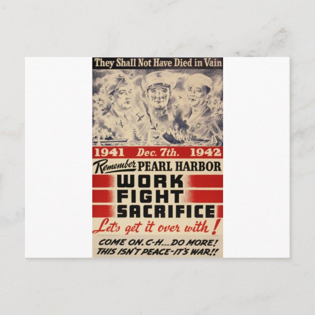 Remember Pearl Harbour Postcard (Front)