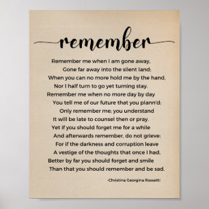 Remember Poem Vintage Poster