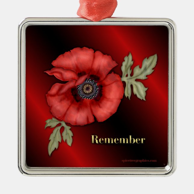Remember Poppy Metal Tree Decoration (Front)