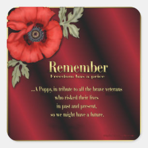 Remember Poppy Square Sticker