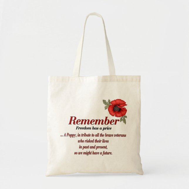 Remember Poppy Tote Bag (Front)