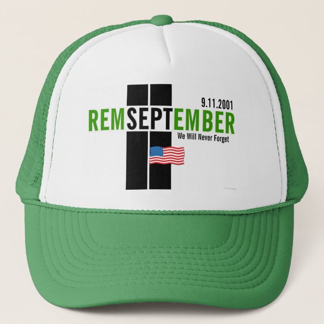 Remember September 11 Flag Hat Green (Front)