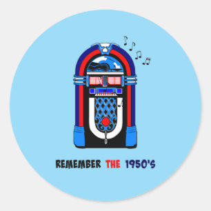Remember the 1950s, jukebox, classic round sticker