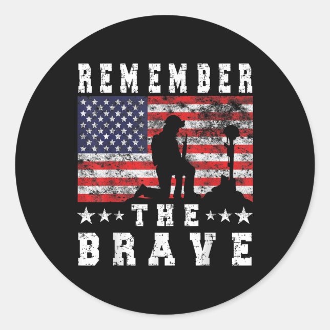 Remember The Brave - Memorial Day  Classic Round Sticker (Front)