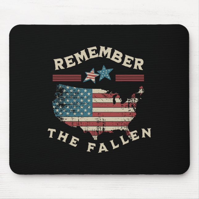 Remember The Fallen American Flag Memorial Day 4th Mouse Mat (Front)