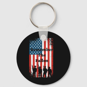 Remember The Fallen Memorial Day American Flag Sol Key Ring