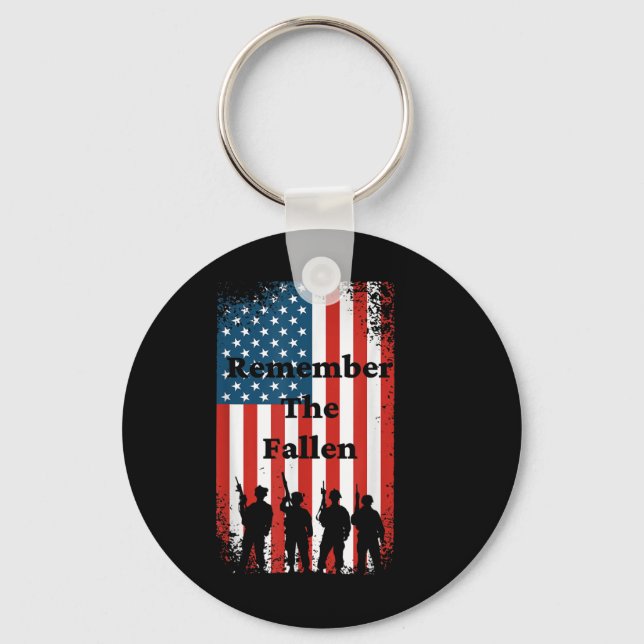 Remember The Fallen Memorial Day American Flag Sol Key Ring (Front)