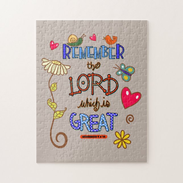 Remember the Lord which is Great Bible Verse Jigsaw Puzzle (Vertical)