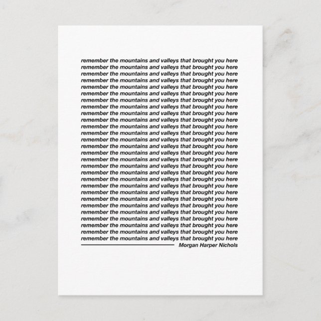 Remember the mountains and valleys postcard (Front)