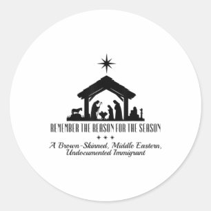 Remember The Reason For The Season A Brown-skinned Classic Round Sticker
