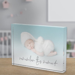 Remember This Moment Newborn Baby Photo  Block
