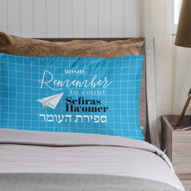 Remember to Count Sefiras Haomer Blue Aeroplane Pillowcase (Creator Uploaded)