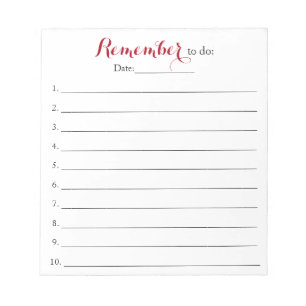 Remember To Do List Organiser with Date Notepad