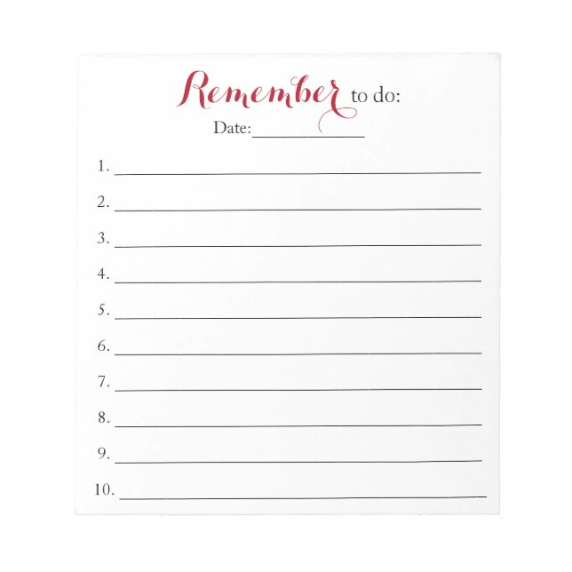 Remember To Do List Organiser with Date Notepad (Front)