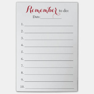 Remember To Do List Organiser with Date Post-it Notes
