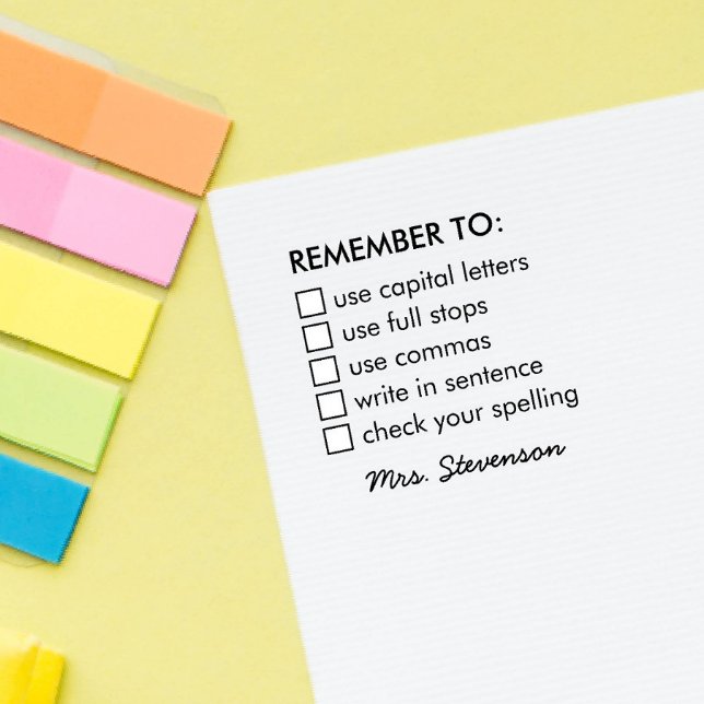 REMEMBER TO GRAMMAR SCHOOL TEACHER SIGNATURE RUBBER STAMP (SCHOOL HOMEWORK FEEDBACK REMEMEBR TO RUBBER STAMP)