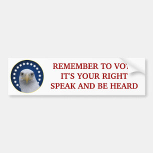 Remember to Vote, It's Your Right Bumper Sticker