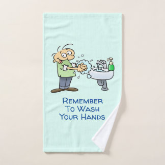 Remember To Wash Your Hands Cartoon Hand Towel