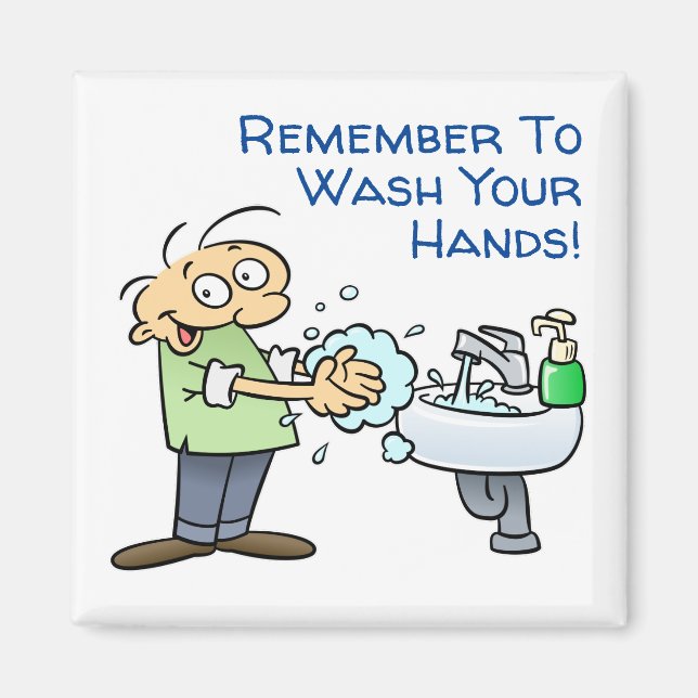 Remember To Wash Your Hands Cartoon Magnet (Front)