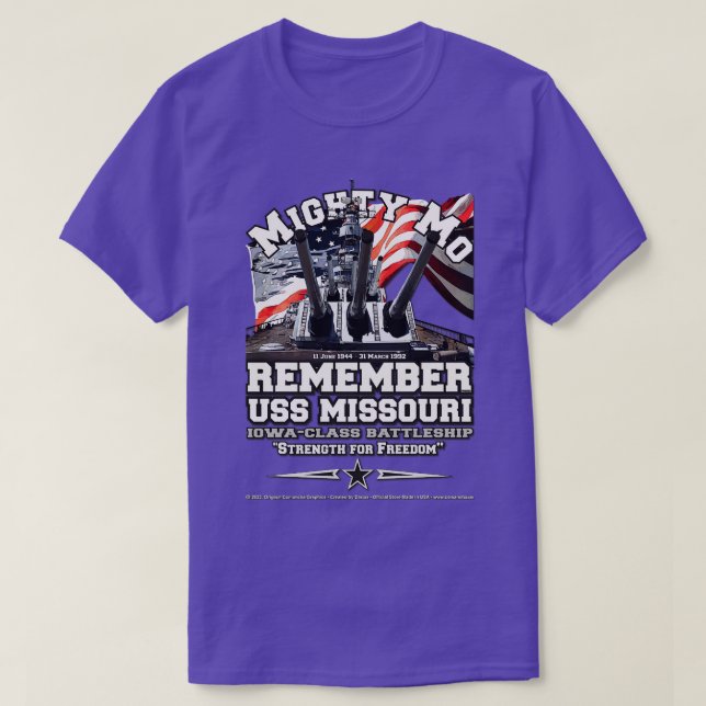 REMEMBER USS Missouri BB63 US Navy Veterans T-Shirt (Design Front)