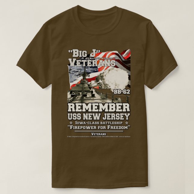 REMEMBER USS New Jersey BB62 US Battleship T-Shirt (Design Front)