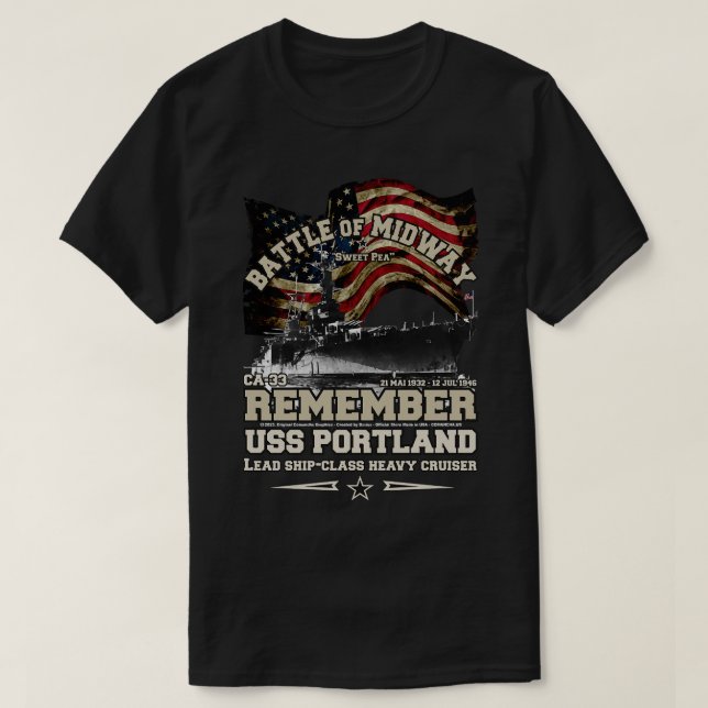 REMEMBER USS Portland CA33 cruiser veterans T-Shirt (Design Front)
