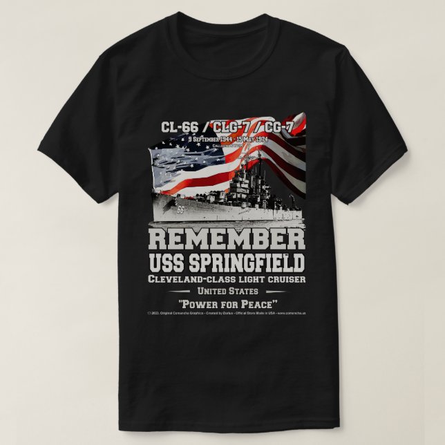 REMEMBER USS Springfield CL66 US Navy Veterans T-Shirt (Design Front)