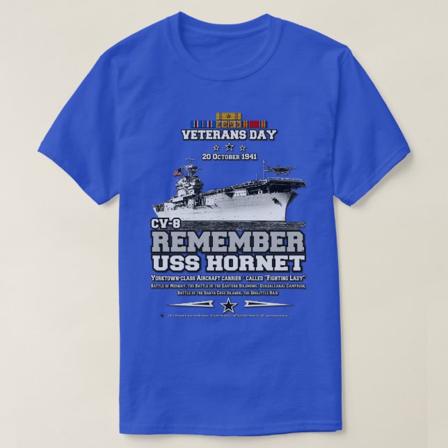 Remember USS Yorktown CV5 aircraft carrier Veteran T-Shirt (Design Front)