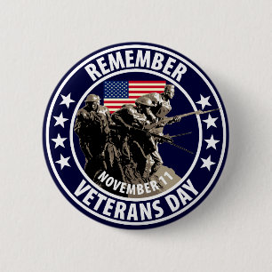 Remember Veterans Day 6 Cm Round Badge
