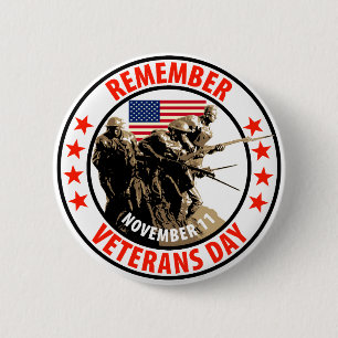 Remember Veterans Day 6 Cm Round Badge