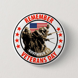 Remember Veterans Day 6 Cm Round Badge