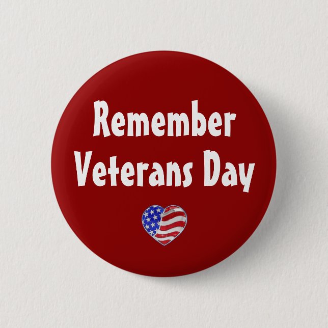 Remember Veterans Day Button (Front)
