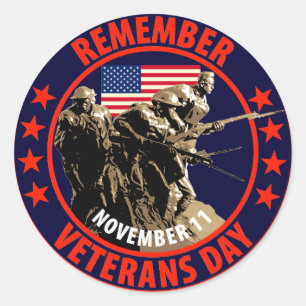 Remember Veterans Day Classic Round Sticker