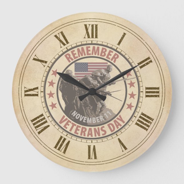 Remember Veterans Day Large Clock (Front)