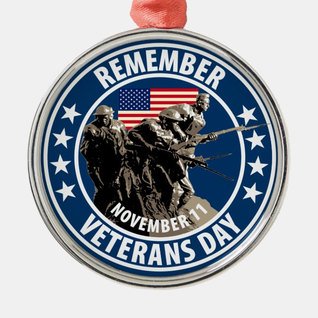 Remember Veterans Day Metal Tree Decoration (Front)