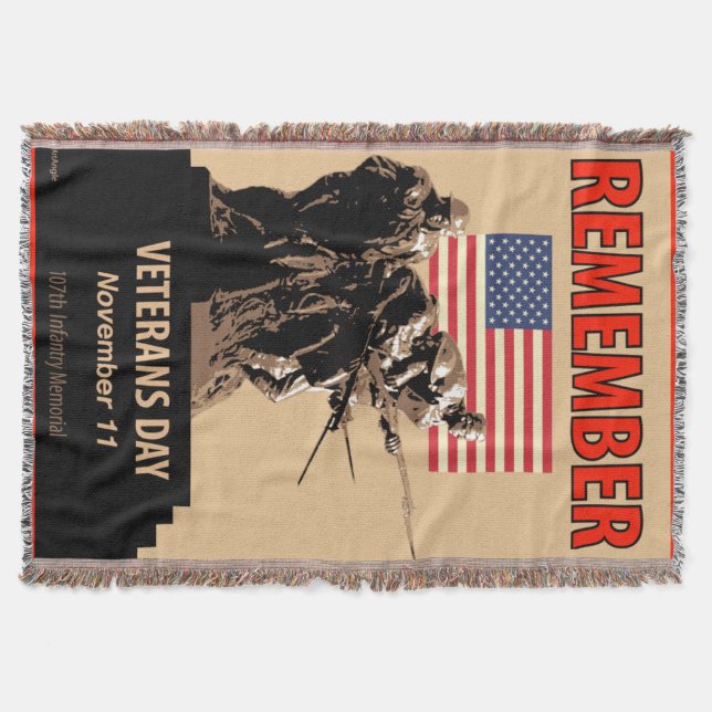 Remember Veterans Day Throw Blanket (Front)