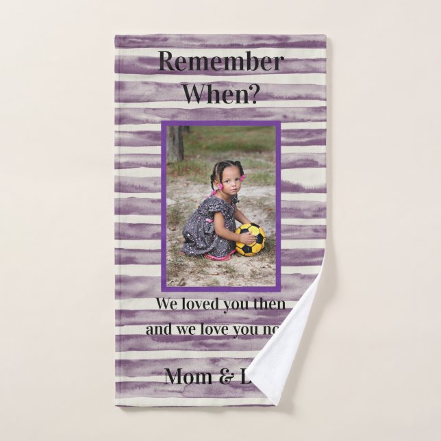 Remember When? Dusty Purple & White w/ Image Hand Towel (Hand Towel)