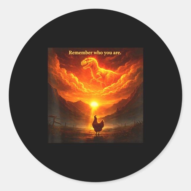 Remember Who Are You Dinosaur Chicken Cool Funny G Classic Round Sticker (Front)