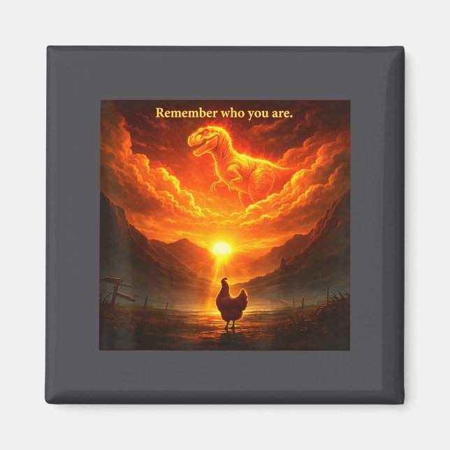 Remember Who Are You Dinosaur Chicken Cool Funny G Magnet (Front)
