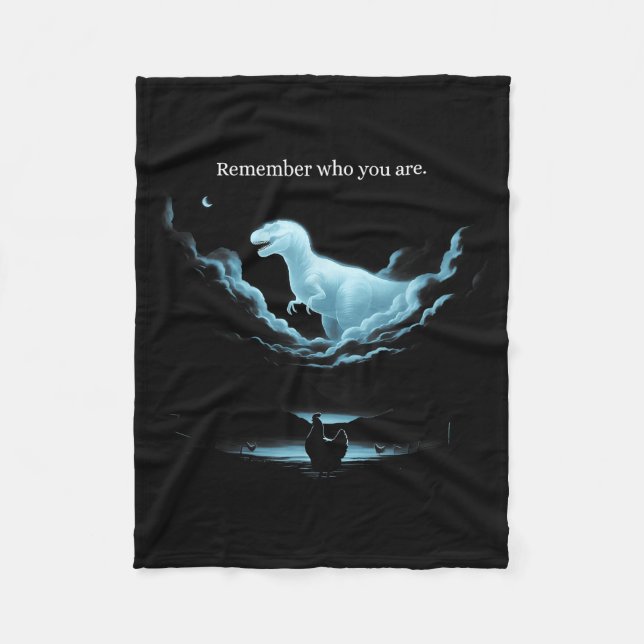 Remember Who Are You Dinosaur Chicken Meme Evoluti Fleece Blanket (Front)