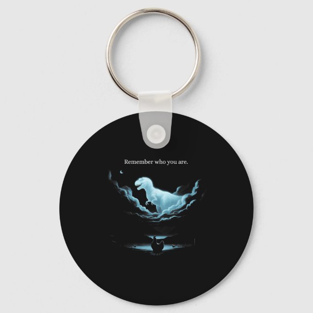 Remember Who Are You Dinosaur Chicken Meme Evoluti Key Ring (Front)
