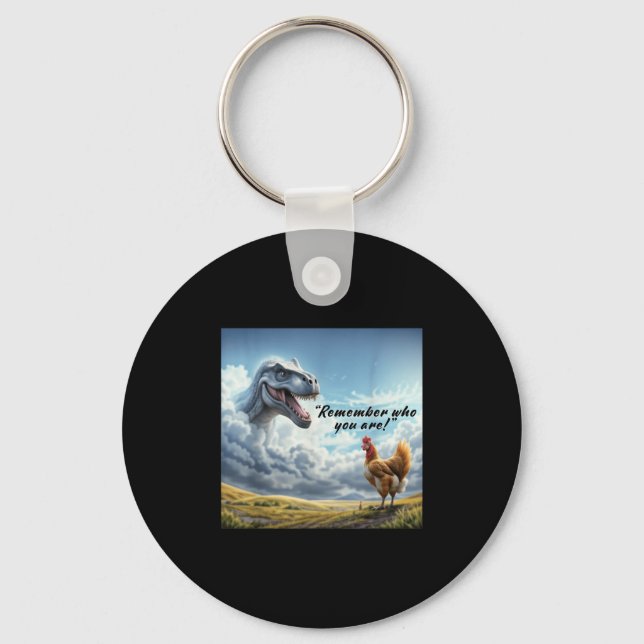 Remember Who You Are Dinosaur Chicken  Key Ring (Front)