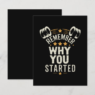 Remember Why You Started. Gym Motivational Enclosure Card