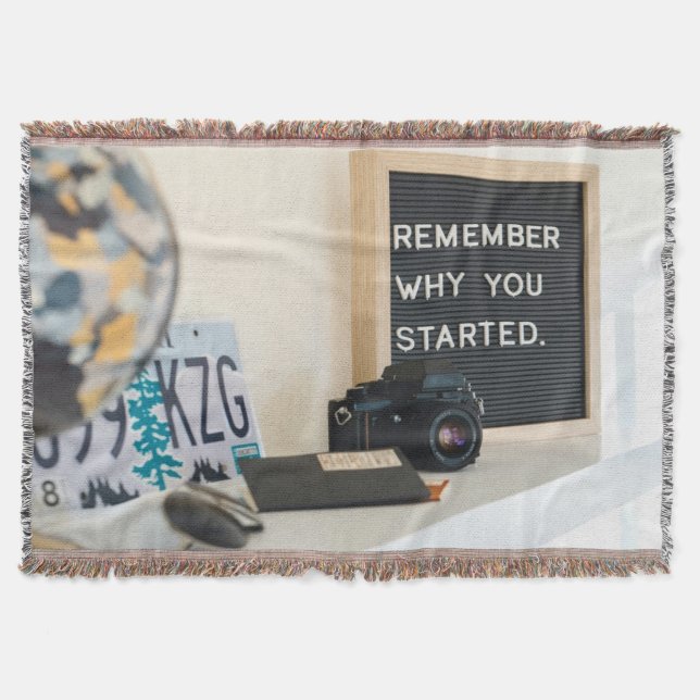 Remember why you started Motivation Fun Throw Blanket (Front)
