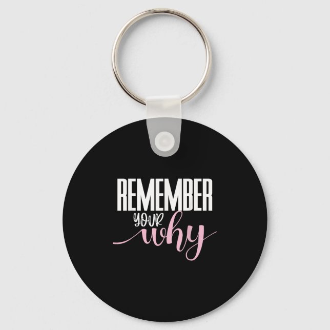 Remember Your Why Gym Motivation Fitness Insration Key Ring (Front)