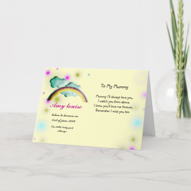 Rememberance card for baby girl or child (Front)